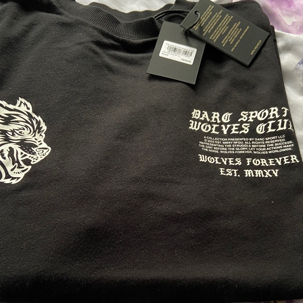 Darc Sport Black Short Sleeve Tee with White Wolf Graphic
